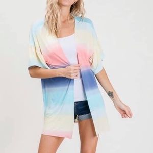 Multi Color Ombré Print Kimono Cardigan